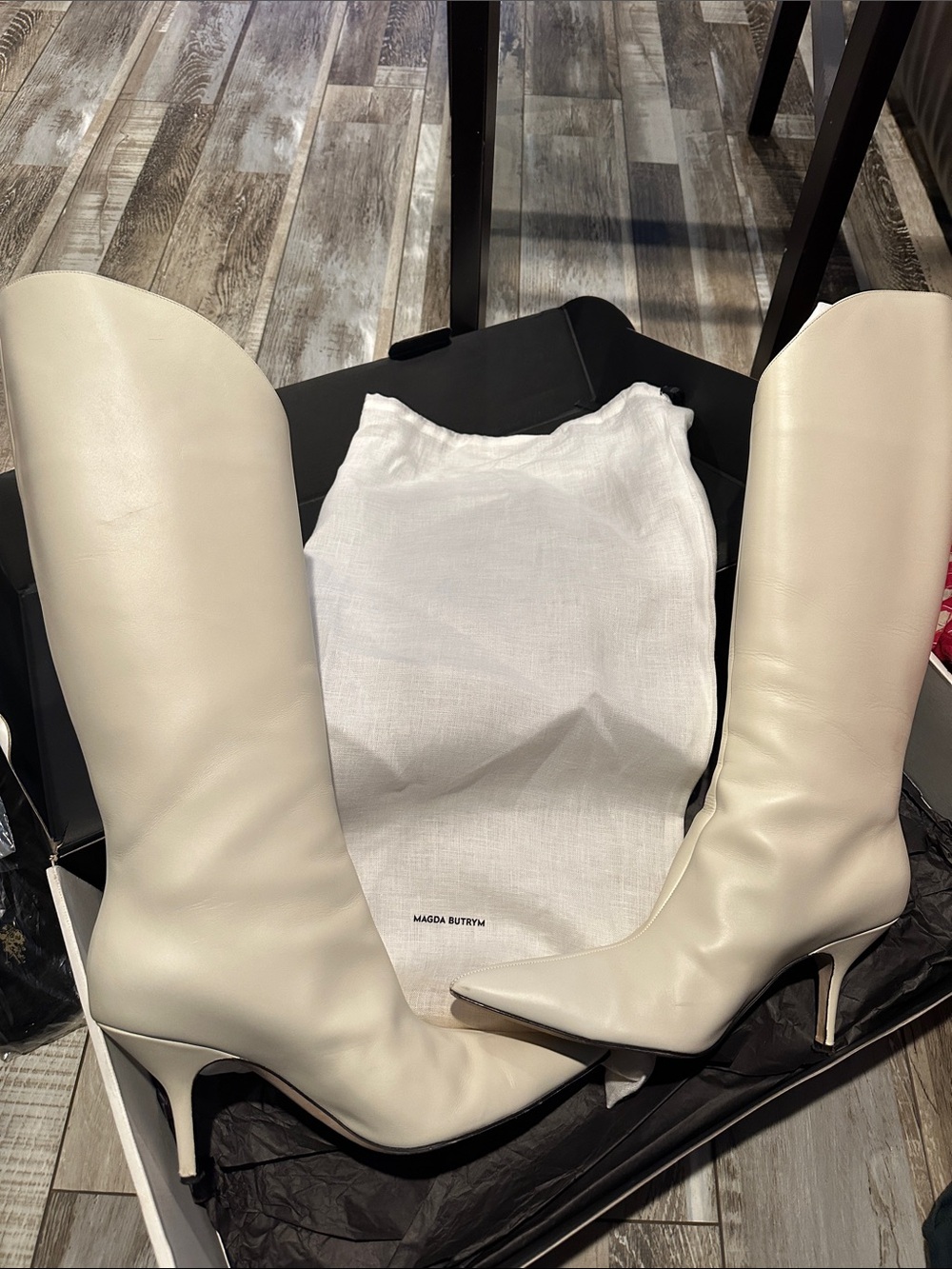 Magda Butrym Ivory Over-the-Knee Pointed-Toe Stiletto Boots